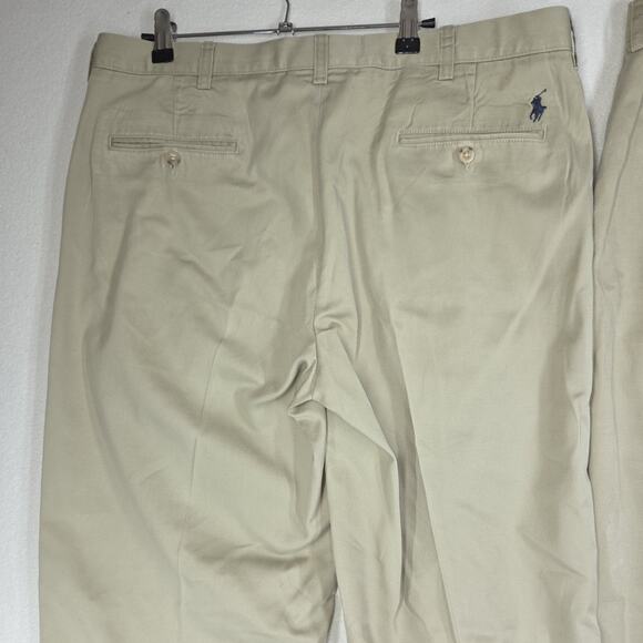 Vtg Polo Ralph Lauren Preston Pants Mens Flat Front 36x29 Preppy Chino Lot of 2 - Picture 11 of 13